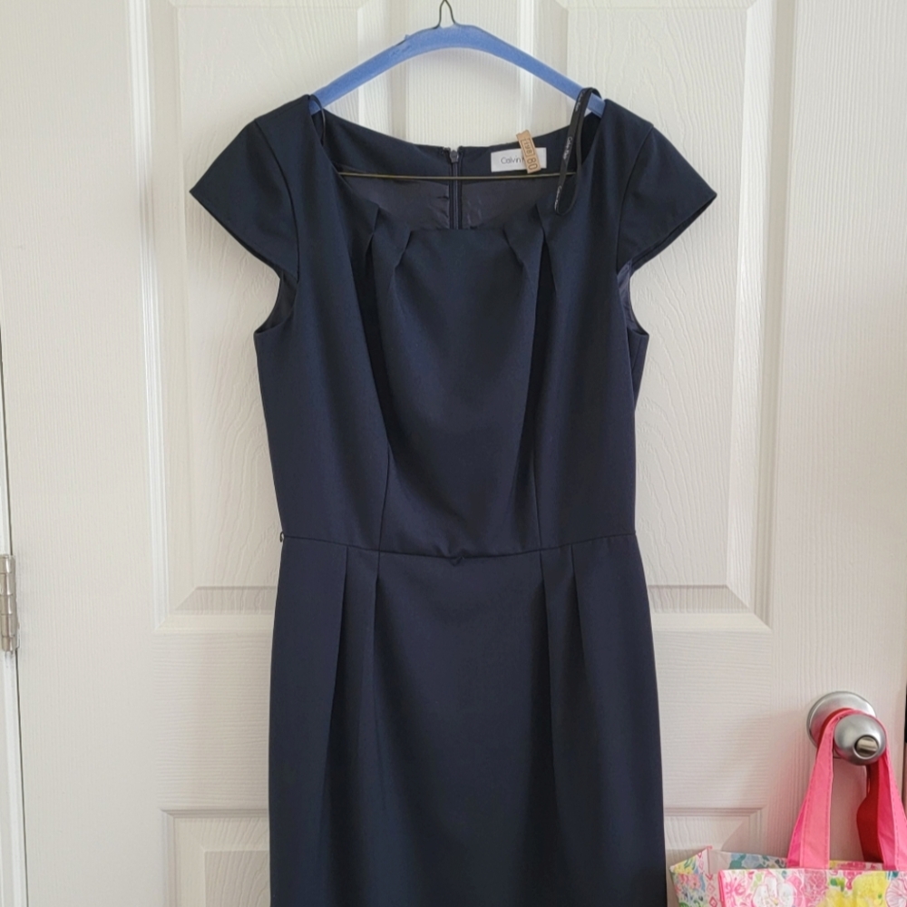 Calvin Klein Navy Blue Women's Sheath Dress, Size 0 - Picture 2 of 10